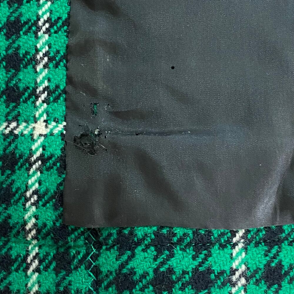 VINTAGE YSL Yves Saint Laurent Rive Gauche Green Plaid Wool Skirt Set FR 38 XS - Picture 11 of 15